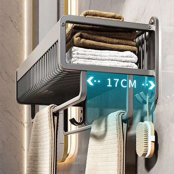 No Drill Metal Bathroom Wall Mounted Towel Rack