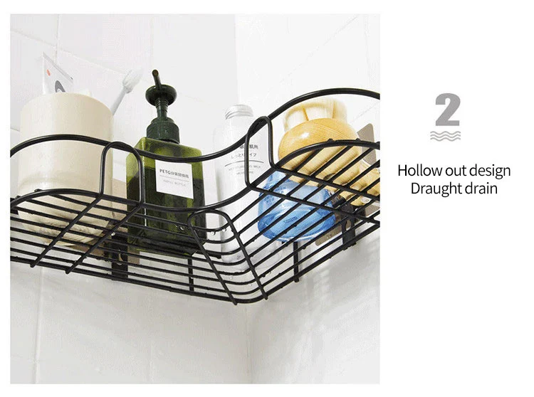 No Drilling Metal Bathroom Corner Shelf